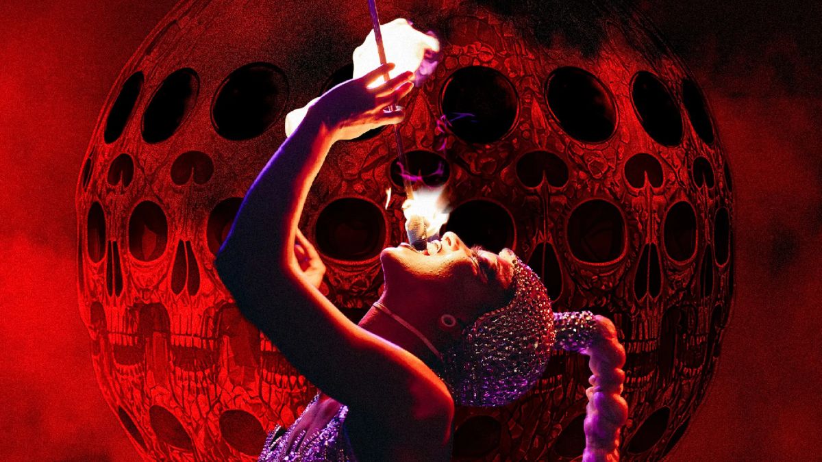 poster featuring a women swallowing fire 