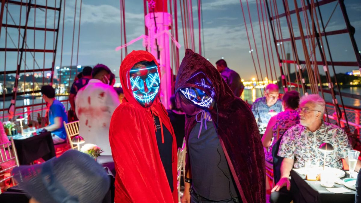 couple in costume during halloween event